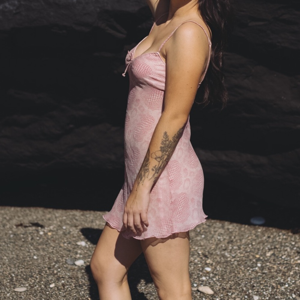 Pink snake print slip dress